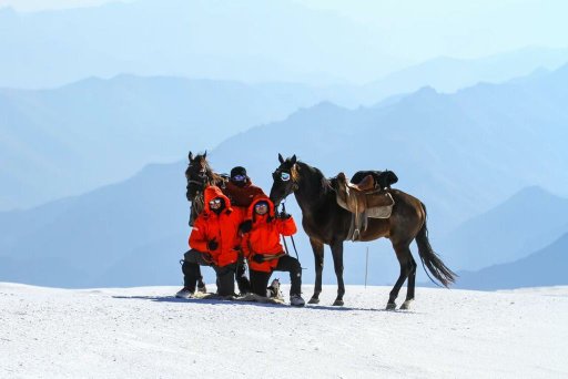 Трое всадников на лошадях карачаевской породы совершили восхождение на  Западную вершину Эльбруса